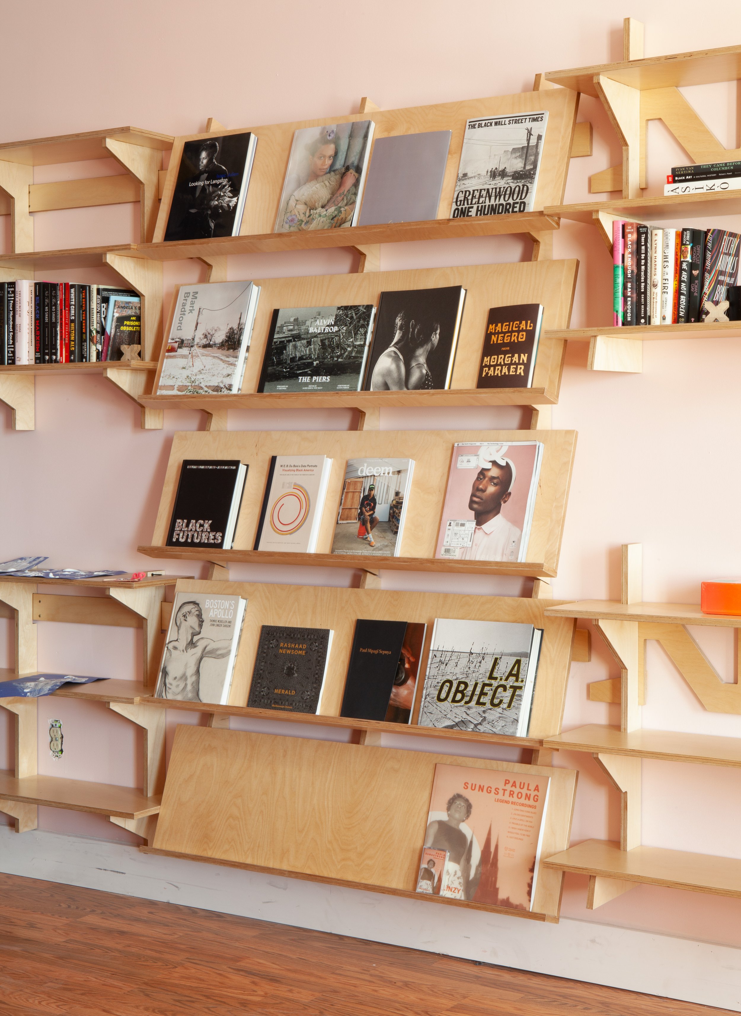 Cleat hung modular zero-waste plywood display shelves - FN | Fine